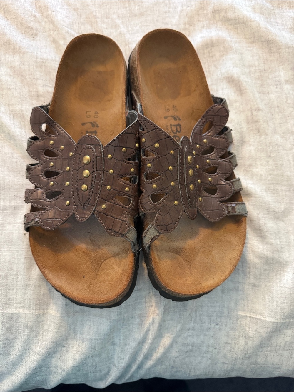 Birkenstock Brown Leather-Look Sandals EU 40